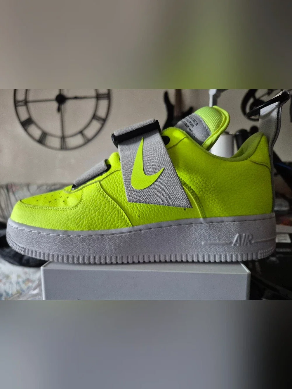 Nike Volt Air Force 1 Utility sneakers with Strap buckle and White soles